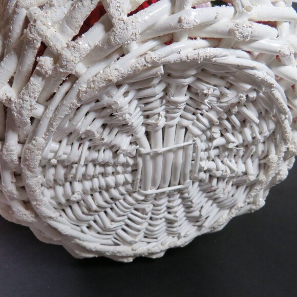 Snowy White Wicker (Strong) Basket w Holly Greenery (removable) - Picture 14 of 15